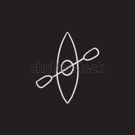 Kayak with paddle line icon. Stock photo © RAStudio