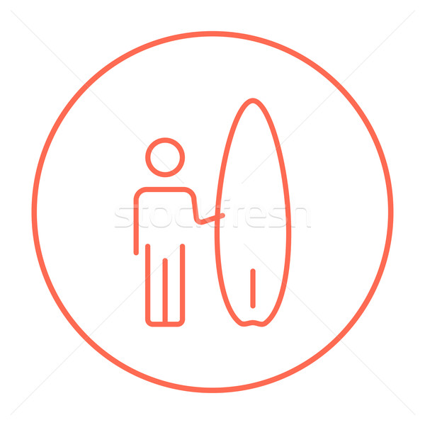 Man with surfboard line icon. Stock photo © RAStudio