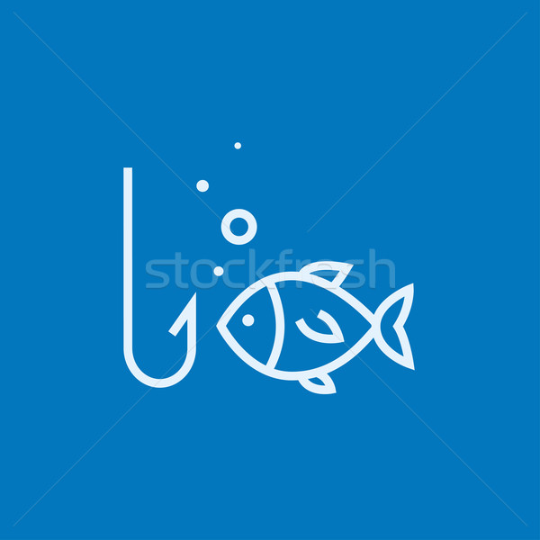 Fish with hook line icon. Stock photo © RAStudio