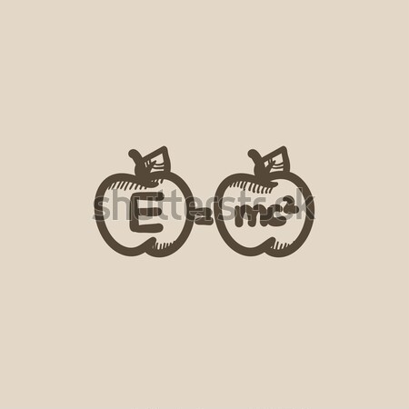 Two apples with formulae line icon. Stock photo © RAStudio