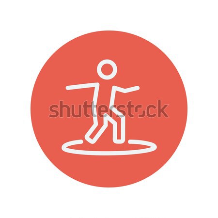 Stock photo: Male surfer riding on surfboard line icon.