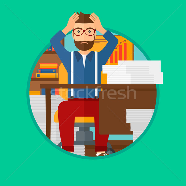 商業照片: 絕望 · 男子 · 坐在 · 辦公室 · 時髦 · 工作場所