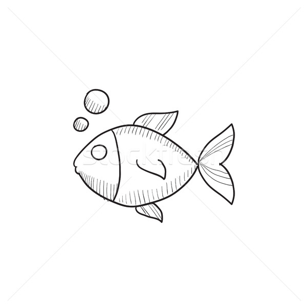 Little fish under water sketch icon. Stock photo © RAStudio