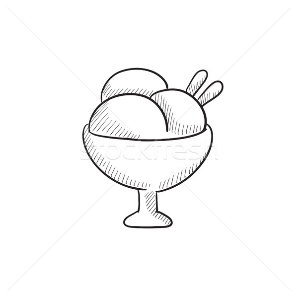 Foto d'archivio: Cup · gelato · sketch · icona · vettore · isolato