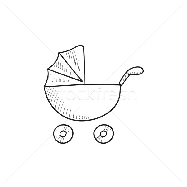 Stock photo: Baby stroller sketch icon.