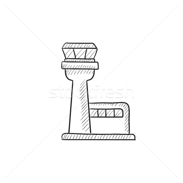 Stock photo: Flight control tower sketch icon.