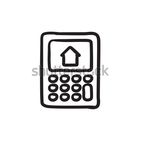 Calculator with house on display sketch icon. Stock photo © RAStudio
