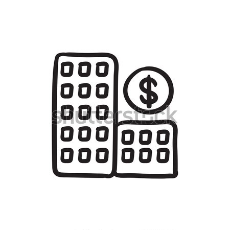 Stock photo: Condominium with dollar symbol sketch icon.