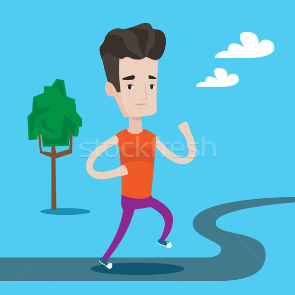 Stock photo: Young man running vector illustration.