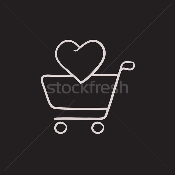 Shopping cart with heart sketch icon. Stock photo © RAStudio
