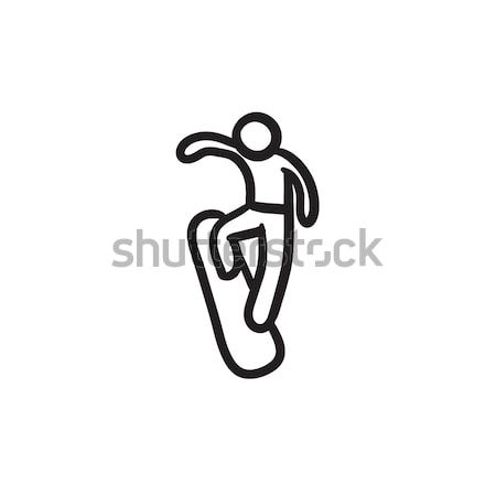 Człowiek snowboardzie szkic ikona wektora odizolowany Zdjęcia stock © RAStudio