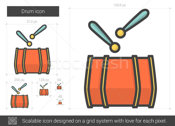 Zdjęcia stock: Drum · line · ikona · wektora · odizolowany · biały