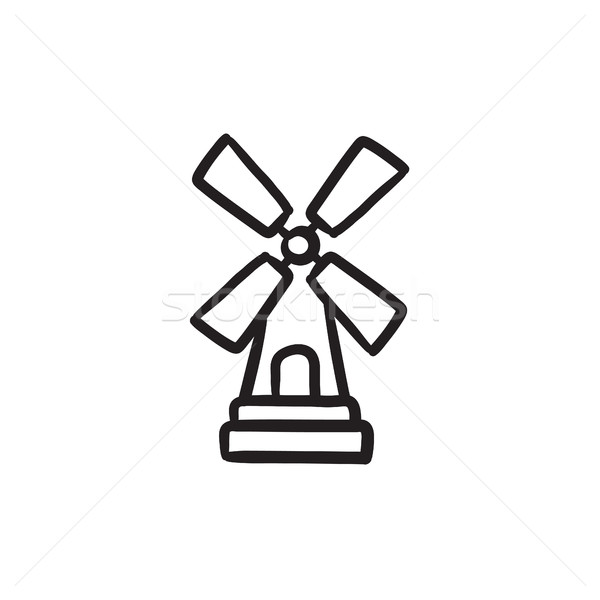Windmühle Skizze Symbol Vektor isoliert Hand gezeichnet Stock foto © RAStudio