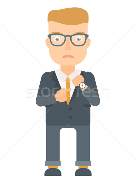 Angry employer pointing at wrist watch. Stock photo © RAStudio