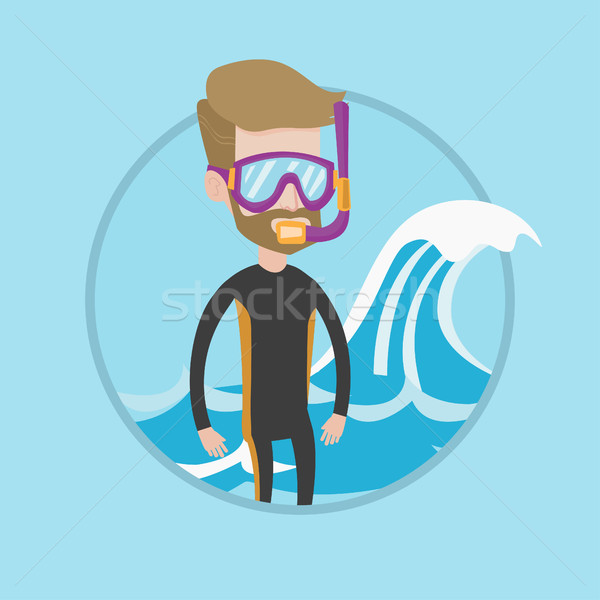 Young scuba diver vector illustration. Stock photo © RAStudio