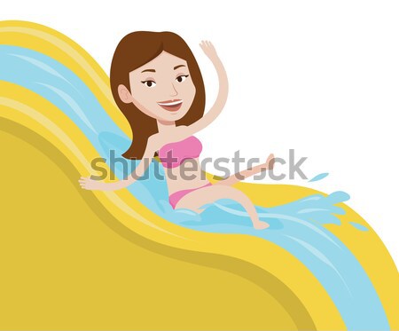 Femeie calarie jos aqua park tobogan de apa Imagine de stoc © RAStudio