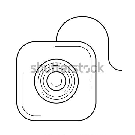 Foto stock: Fio · dental · linha · ícone · vetor · isolado · branco