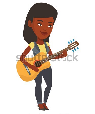 Stock fotó: Nő · játszik · elektromos · gitár · fiatal · zenész · gyakorol