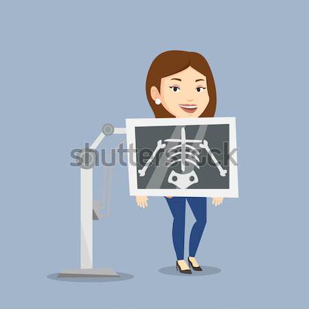 Patiënt x ray procedure jonge kaukasisch vrouw Stockfoto © RAStudio