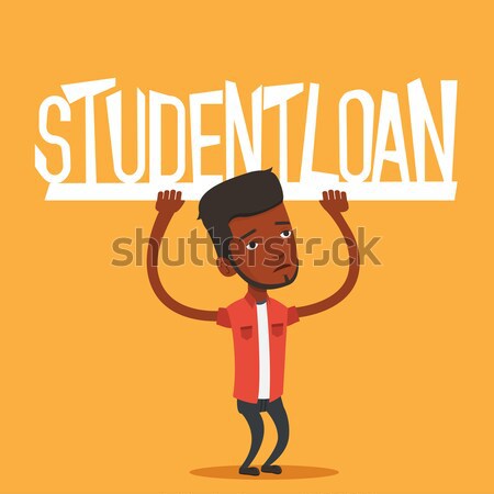 Student holding sign of student loan. Stock photo © RAStudio