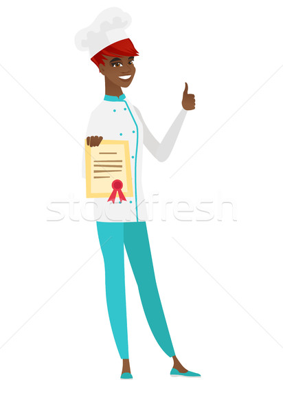 Chef cook showing certificate and thumb up. Stock photo © RAStudio