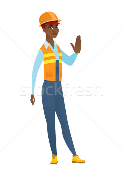 African-american builder showing stop hand gesture Stock photo © RAStudio