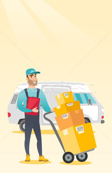 Delivery courier with cardboard boxes. Stock photo © RAStudio