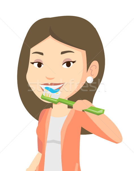Woman brushing her teeth vector illustration. Stock photo © RAStudio