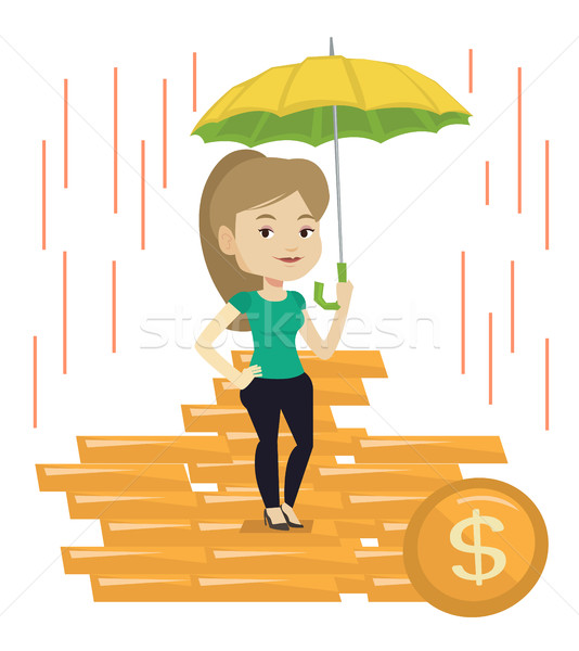 Business woman insurance agent with umbrella. Stock photo © RAStudio
