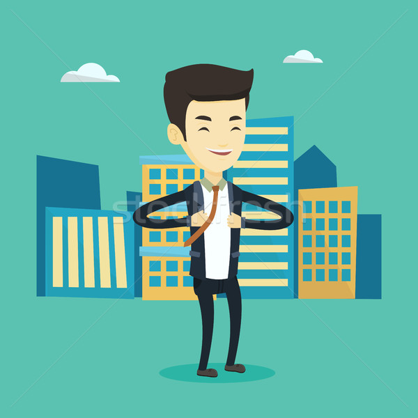 Business man opening his jacket like superhero. Stock photo © RAStudio