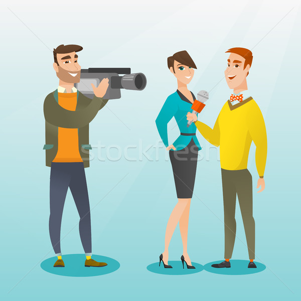 Stock photo: TV interview vector illustration.