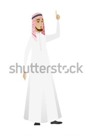 Stock photo: Businessman standing with raised arms up.