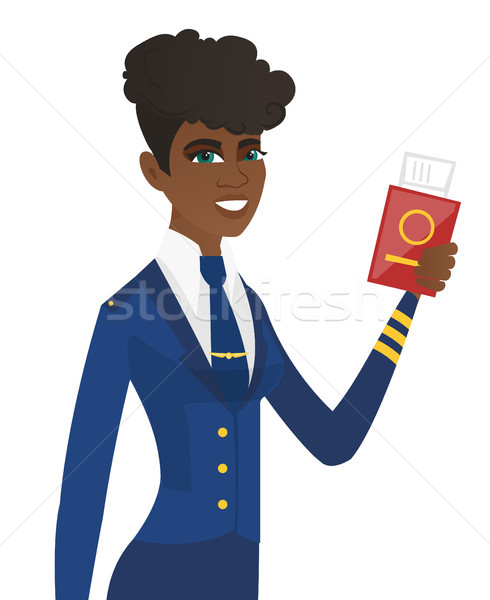 Stewardess showing passport and airplane ticket. Stock photo © RAStudio