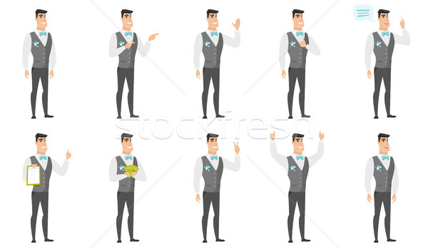Vector set of illustrations with groom character. Stock photo © RAStudio