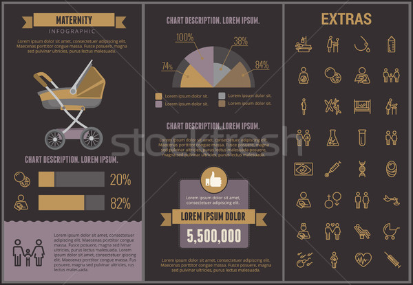 Stock fotó: Kismama · infografika · sablon · elemek · ikonok · testreszabható