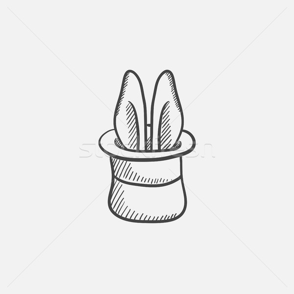 Rabbit in magician hat sketch icon. Stock photo © RAStudio