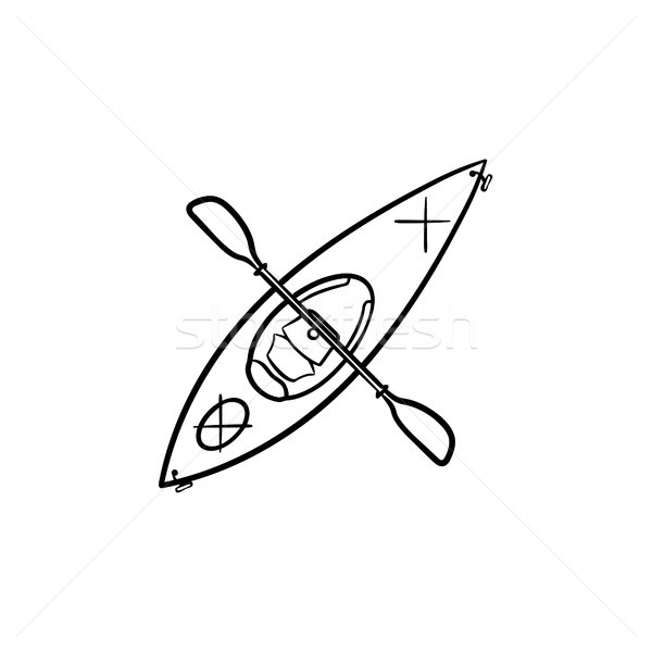 Kayak with paddle hand drawn sketch icon. Stock photo © RAStudio