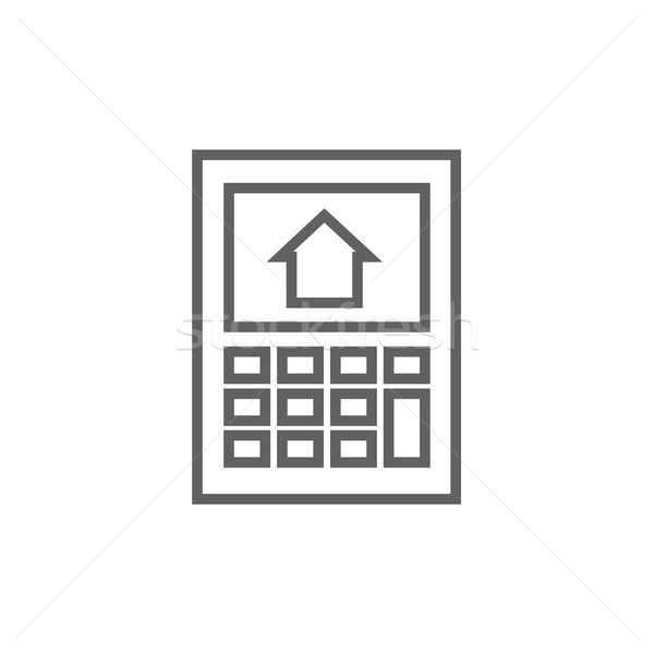 Calculator with house on display line icon. Stock photo © RAStudio