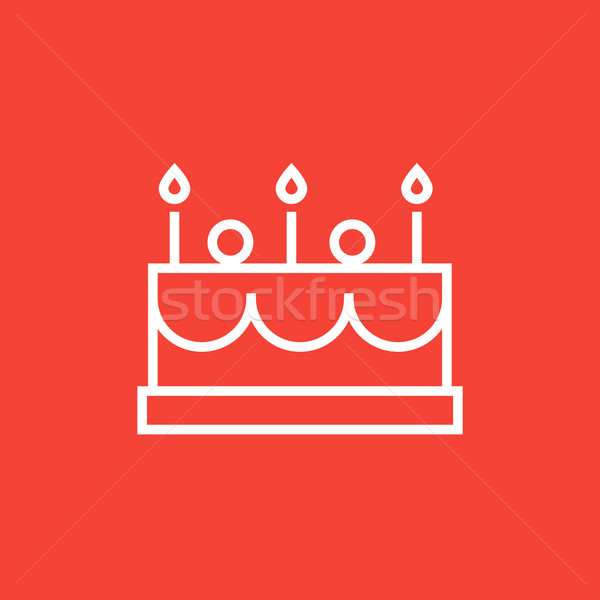 Születésnapi torta gyertyák vonal ikon sarkok háló Stock fotó © RAStudio