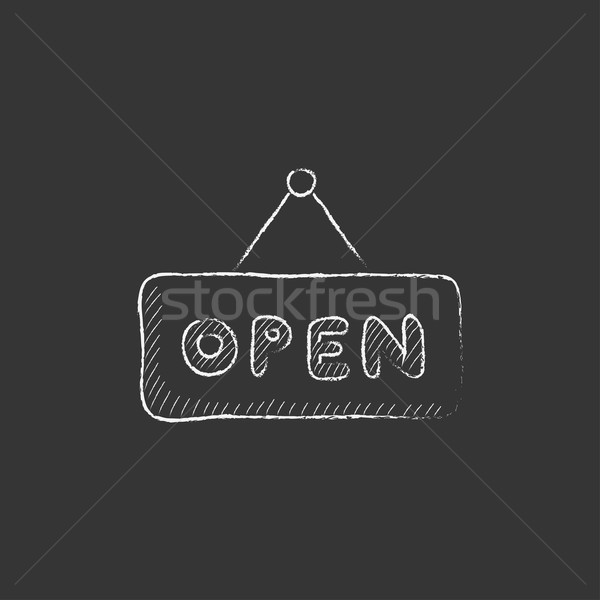 Open sign. Drawn in chalk icon. Stock photo © RAStudio