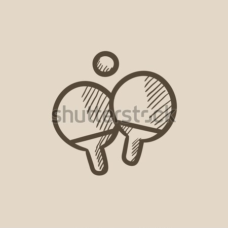 Tennis de table raquette balle craie icône Photo stock © RAStudio