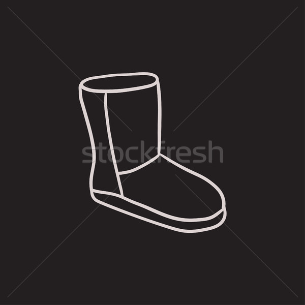 Undeutlich Winter Boot Skizze Symbol Vektor Stock foto © RAStudio