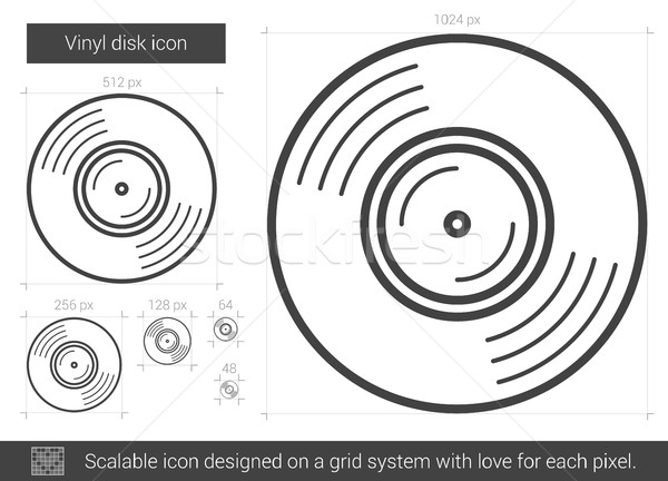виниловых диск линия икона вектора изолированный Сток-фото © RAStudio