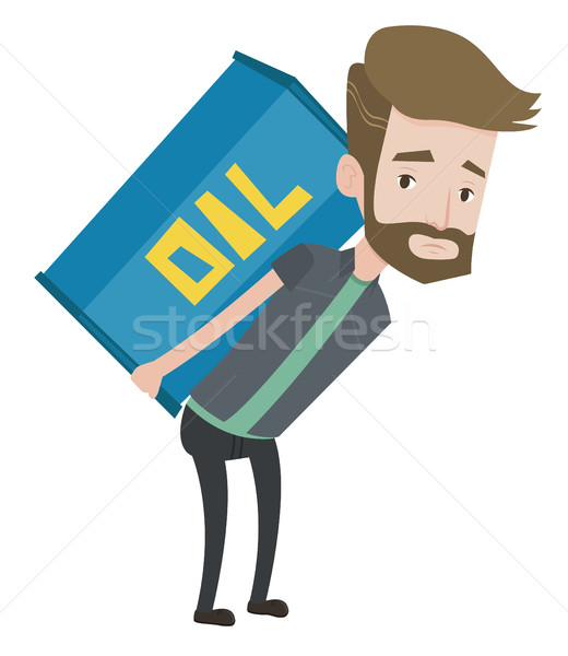 Man carrying oil barrel vector illustration. Stock photo © RAStudio