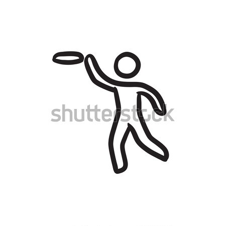 Man with flying disc sketch icon. Stock photo © RAStudio