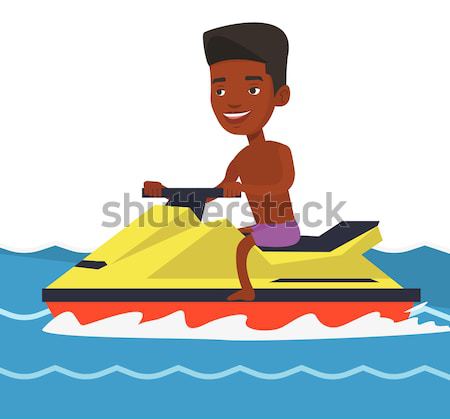 African-american woman training on jet ski in sea. Stock photo © RAStudio