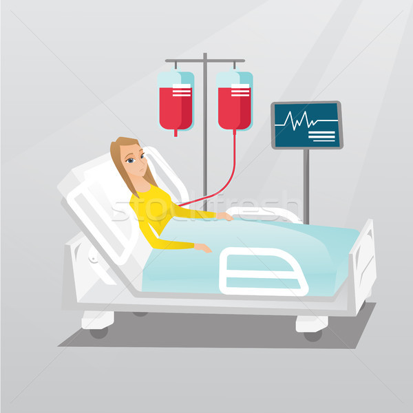 Man lying in hospital bed vector illustration. Stock photo © RAStudio
