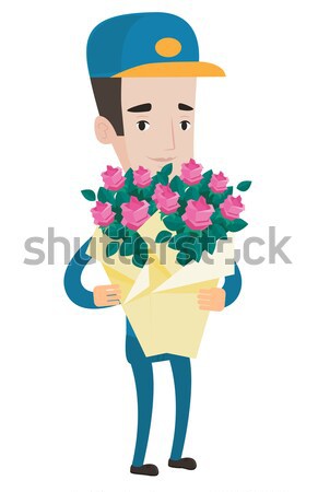 Young asian groom with a bridal bouquet. Stock photo © RAStudio