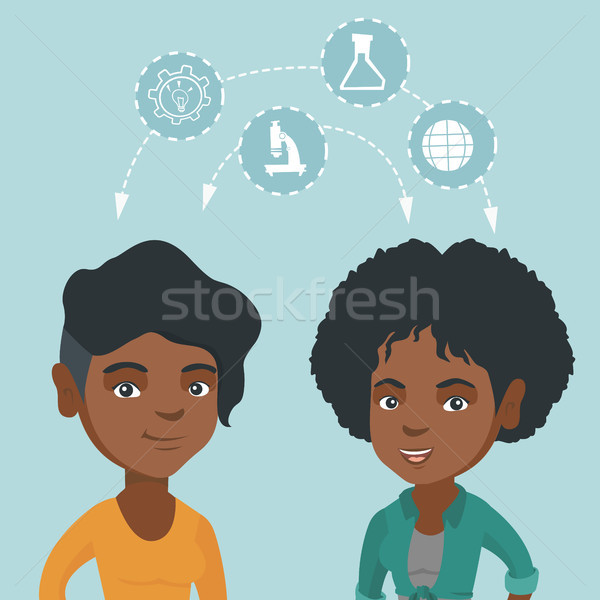 Fiatal afrikai diákok osztás ötletek kettő Stock fotó © RAStudio