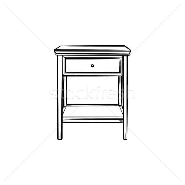 Desktop with shelves hand drawn sketch icon. Stock photo © RAStudio